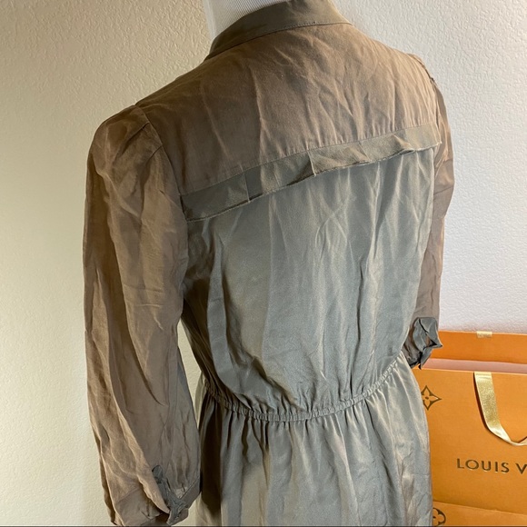 Karen Millen Mixed Media Button up Olive Dress Sz6 fits XS S - Picture 5 of 7